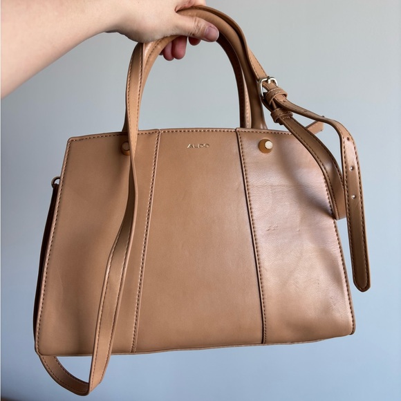 Aldo Handbags - ALDO Camel Tan Leather Structured Satchel